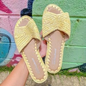 Jeffrey Campbell woven raffia slipper sandals